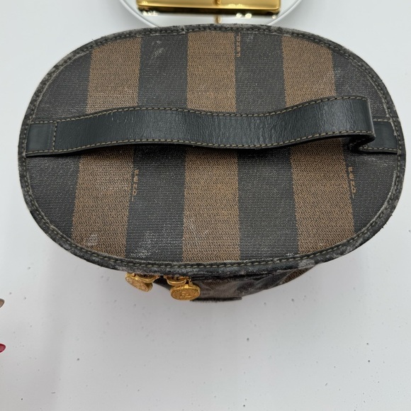 Fendi-Authentic-Pequin Vanity Case PVC leather Brown Black - Picture 9 of 9